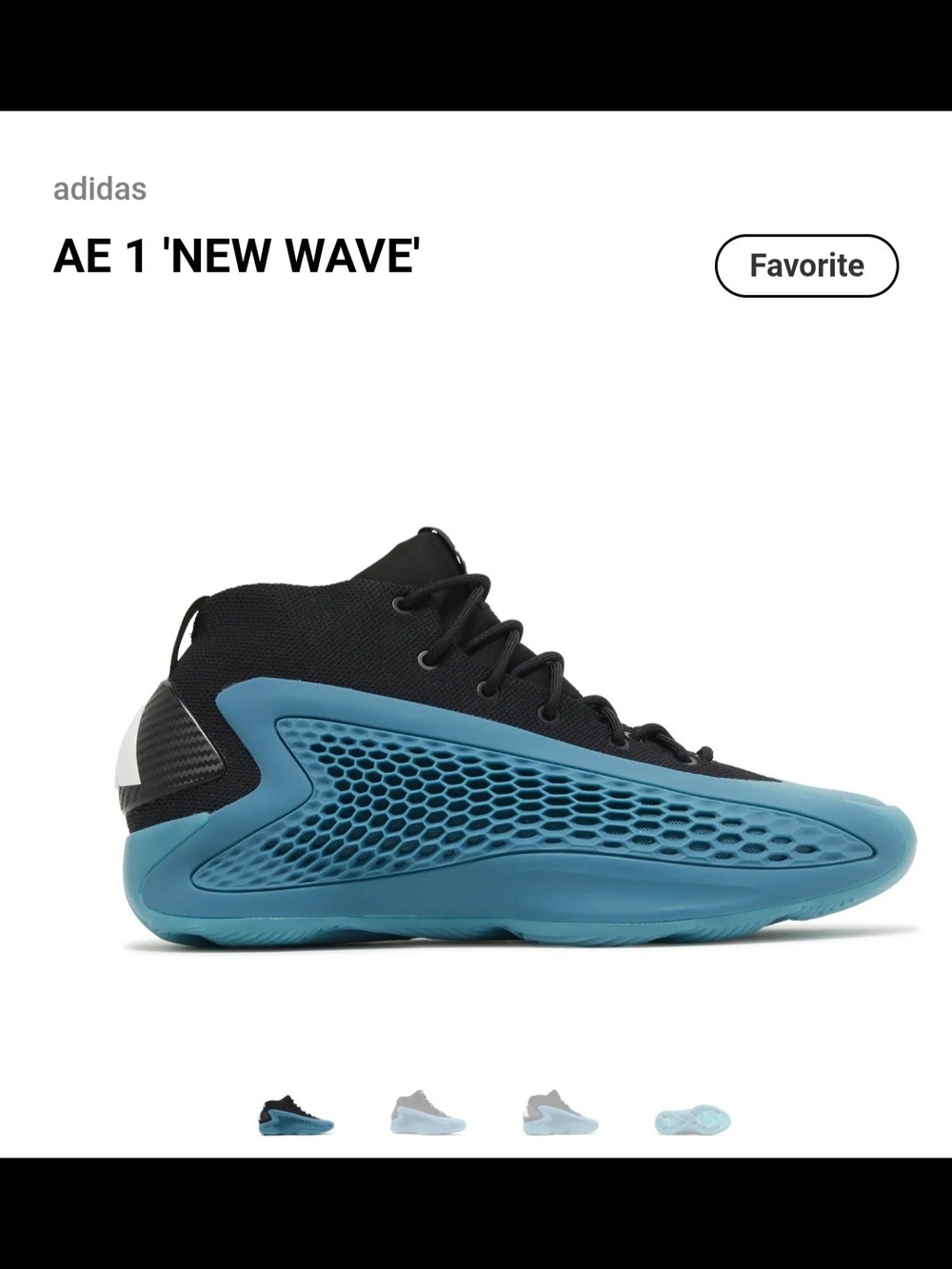 adidas AE 1 'New Wave' Basketball Shoe - Black & Teal Blue